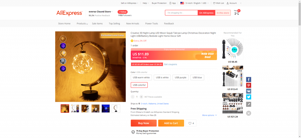3D LED Bedside Moon Lamp
