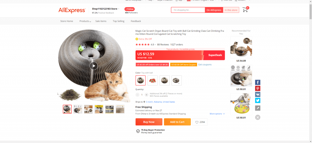 Cat Scratch Toy With Ball