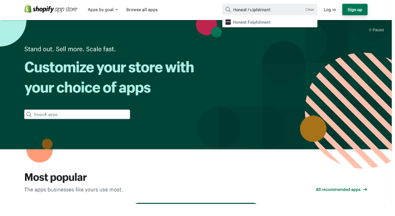Honest Fulphilment on Shopify APP Store