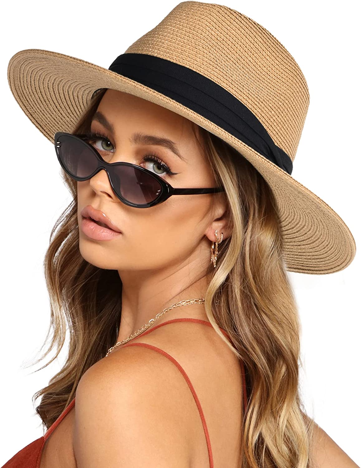 Women Wide Brim Summer Hat Panama Straw Hat Beach Fedora Hat - Honest  FulPhilment