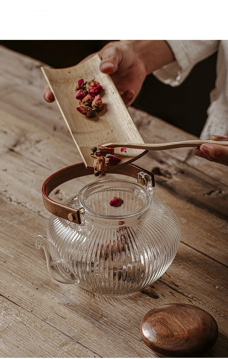 Wooden Handle Glass Teapot3